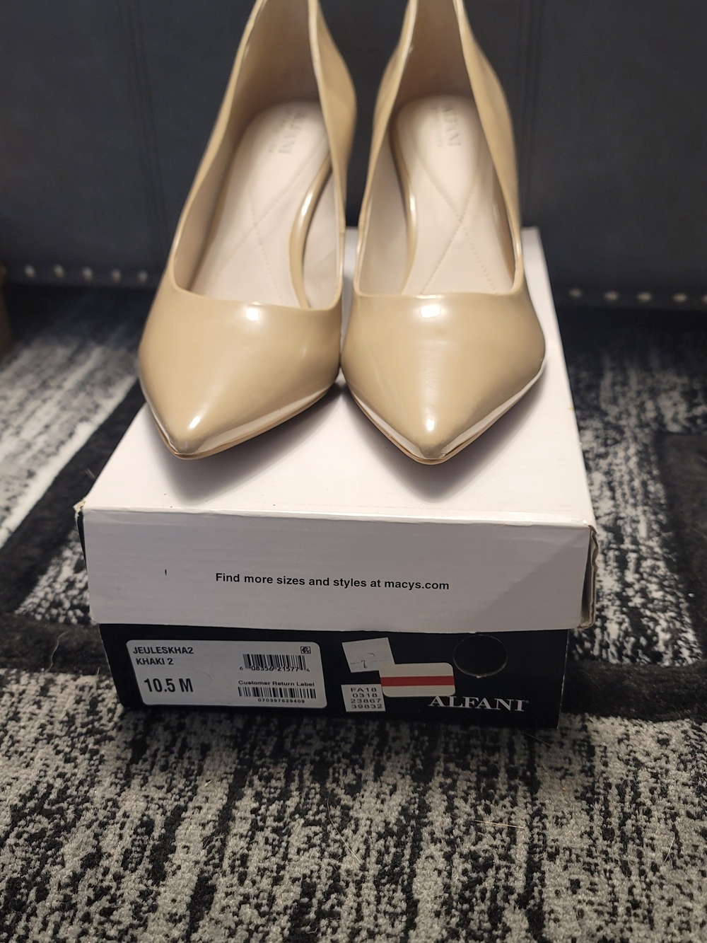 Alfani Beige Patent Pointed-Toe Pumps